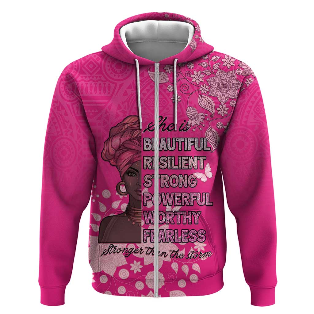 African Women Black Beautiful Brave and Bressed - Pink Color Hoodie - African Pride