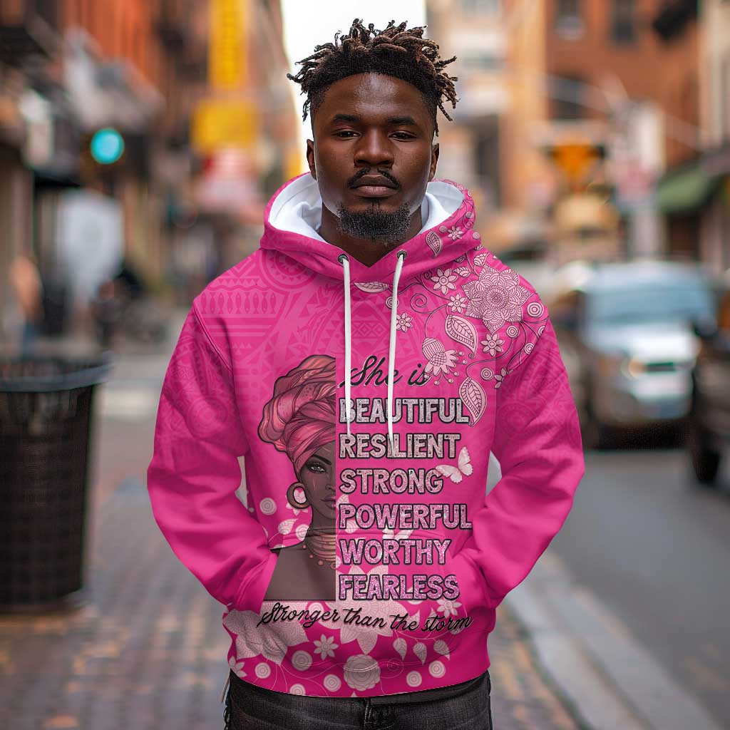 African Women Black Beautiful Brave and Bressed - Pink Color Hoodie - African Pride
