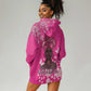 African Women Black Beautiful Brave and Bressed - Pink Color Hoodie Dress - African Pride