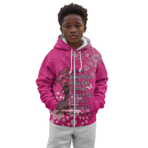 African Women Black Beautiful Brave and Bressed - Pink Color Kid Hoodie - African Pride