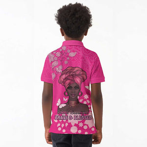 African Women Black Beautiful Brave and Bressed - Pink Color Kid Polo Shirt - African Pride