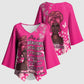 African Women Kimono Sleeve Blouse Black Beautiful Brave and Bressed - Pink Color