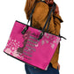 African Women Black Beautiful Brave and Bressed - Pink Color Leather Tote Bag - African Pride