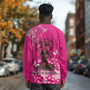African Women Black Beautiful Brave and Bressed - Pink Color Long Sleeve Shirt - African Pride