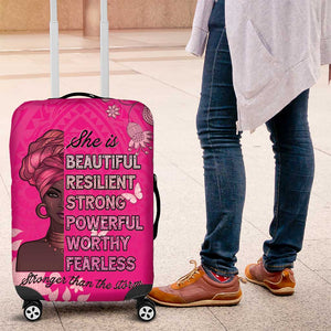 African Women Black Beautiful Brave and Bressed - Pink Color Luggage Cover - African Pride