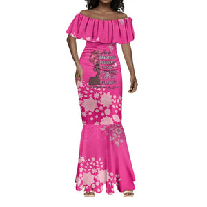 African Women Black Beautiful Brave and Bressed - Pink Color Mermaid Dress - African Pride