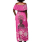 African Women Black Beautiful Brave and Bressed - Pink Color Off Shoulder Maxi Dress - African Pride