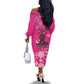 African Women Black Beautiful Brave and Bressed - Pink Color Off The Shoulder Long Sleeve Dress - African Pride