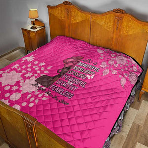 African Women Black Beautiful Brave and Bressed - Pink Color Quilt - African Pride