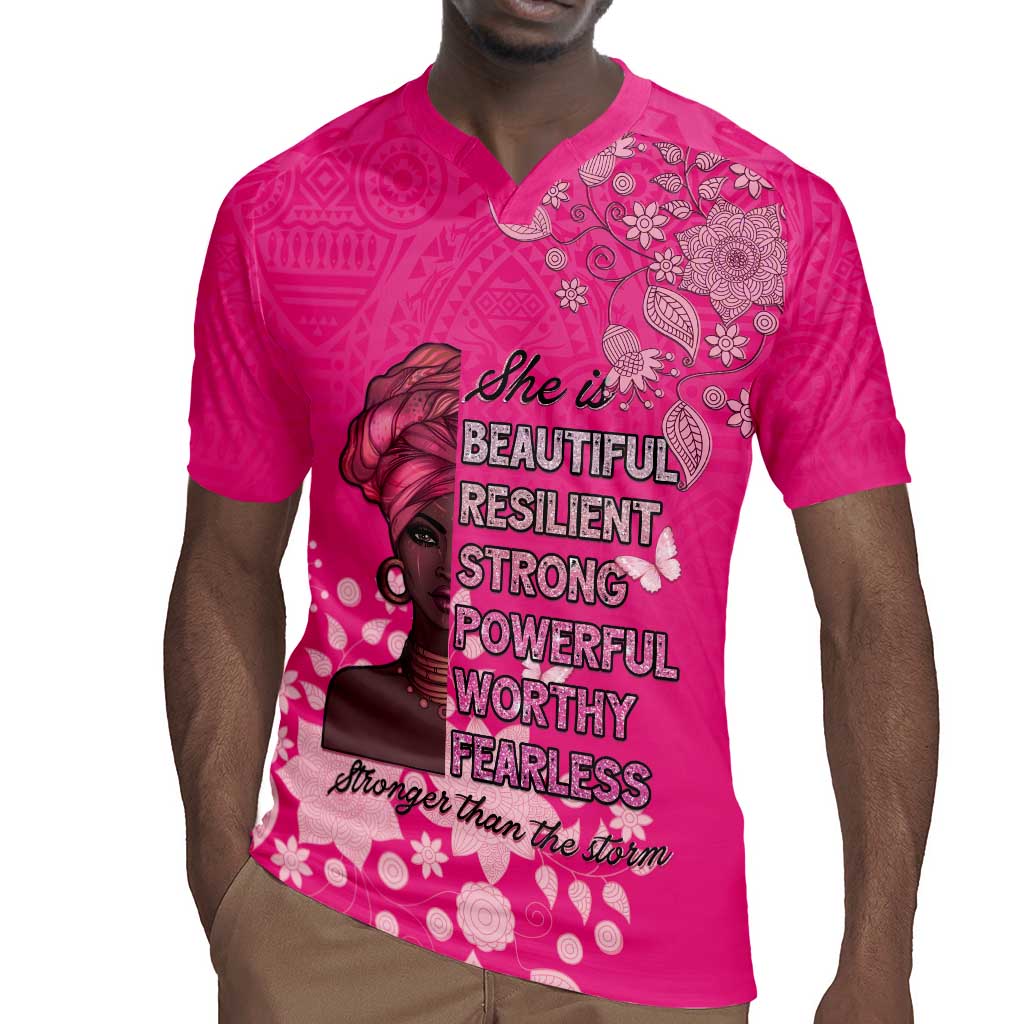 African Women Black Beautiful Brave and Bressed - Pink Color Rugby Jersey - African Pride