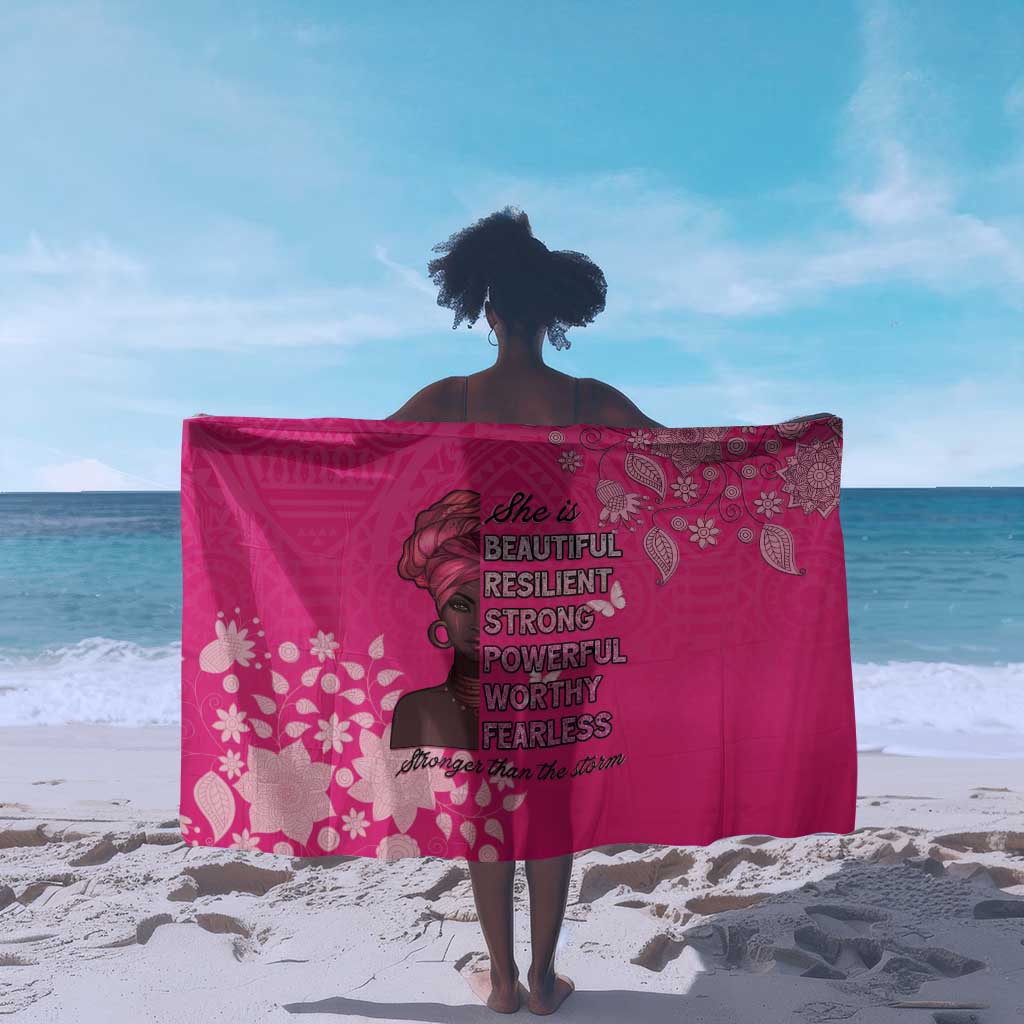 African Women Black Beautiful Brave and Bressed - Pink Color Sarong - African Pride