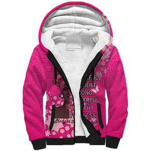 African Women Black Beautiful Brave and Bressed - Pink Color Sherpa Hoodie - African Pride