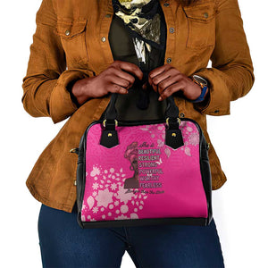 African Women Black Beautiful Brave and Bressed - Pink Color Shoulder Handbag - African Pride