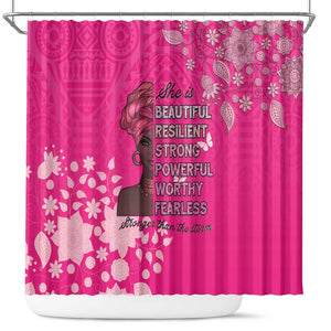 African Women Black Beautiful Brave and Bressed - Pink Color Shower Curtain - African Pride