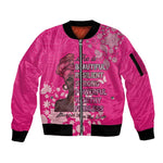 African Women Black Beautiful Brave and Bressed - Pink Color Sleeve Zip Bomber Jacket - African Pride
