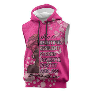 African Women Black Beautiful Brave and Bressed - Pink Color Sleeveless Hoodie - African Pride