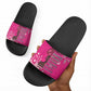 African Women Slide Sandals Black Beautiful Brave and Bressed - Pink Color