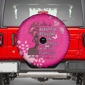 African Women Black Beautiful Brave and Bressed - Pink Color Spare Tire Cover - African Pride