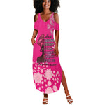 African Women Black Beautiful Brave and Bressed - Pink Color Summer Maxi Dress - African Pride