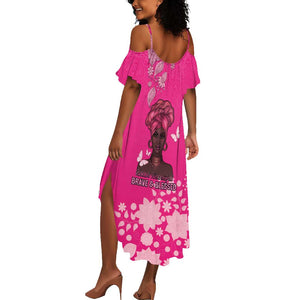 African Women Black Beautiful Brave and Bressed - Pink Color Summer Maxi Dress - African Pride