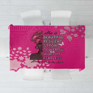 African Women Black Beautiful Brave and Bressed - Pink Color Tablecloth - African Pride