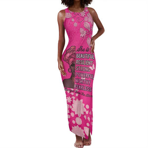 African Women Black Beautiful Brave and Bressed - Pink Color Tank Maxi Dress - African Pride