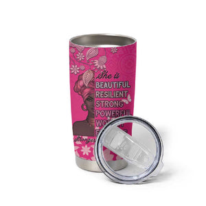 African Women Black Beautiful Brave and Bressed - Pink Color Tumbler Cup - African Pride