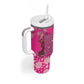 African Women Black Beautiful Brave and Bressed - Pink Color Tumbler With Handle - African Pride