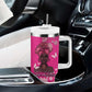 African Women Black Beautiful Brave and Bressed - Pink Color Tumbler With Handle - African Pride