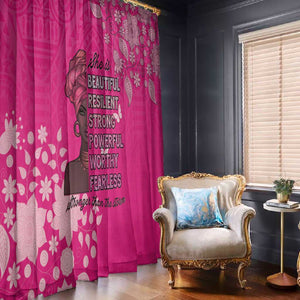 African Women Black Beautiful Brave and Bressed - Pink Color Window Curtain - African Pride