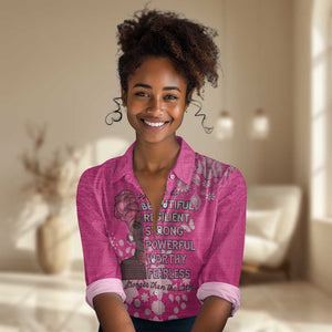 African Women Black Beautiful Brave and Bressed - Pink Color Women Casual Shirt - African Pride