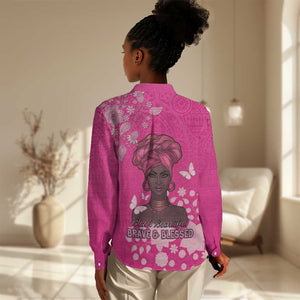 African Women Black Beautiful Brave and Bressed - Pink Color Women Casual Shirt - African Pride
