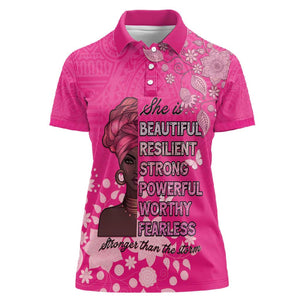 African Women Black Beautiful Brave and Bressed - Pink Color Women Polo Shirt - African Pride