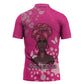 African Women Zipper Polo Shirt Black Beautiful Brave and Bressed - Pink Color