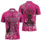 African Women Zipper Polo Shirt Black Beautiful Brave and Bressed - Pink Color