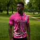 African Women Zipper Polo Shirt Black Beautiful Brave and Bressed - Pink Color