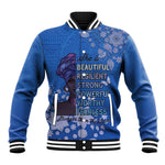 African Women Black Beautiful Brave and Bressed - Blue Color Baseball Jacket - African Pride