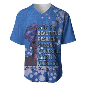 African Women Black Beautiful Brave and Bressed - Blue Color Baseball Jersey - African Pride