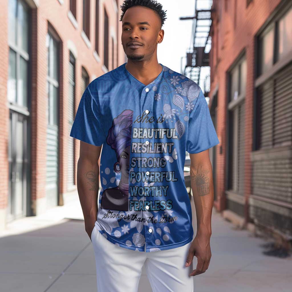 African Women Black Beautiful Brave and Bressed - Blue Color Baseball Jersey - African Pride