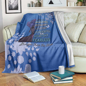 African Women Black Beautiful Brave and Bressed - Blue Color Blanket - African Pride