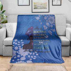 African Women Black Beautiful Brave and Bressed - Blue Color Blanket - African Pride