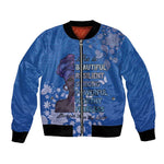 African Women Black Beautiful Brave and Bressed - Blue Color Bomber Jacket - African Pride