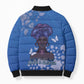 African Women Bomber Puffer Jacket Black Beautiful Brave and Bressed - Blue Color