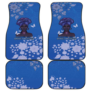 African Women Black Beautiful Brave and Bressed - Blue Color Car Mats - African Pride