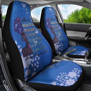 African Women Black Beautiful Brave and Bressed - Blue Color Car Seat Cover - African Pride