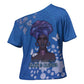 African Women Cross Shoulder Shirt Black Beautiful Brave and Bressed - Blue Color