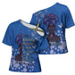 African Women Cross Shoulder Shirt Black Beautiful Brave and Bressed - Blue Color