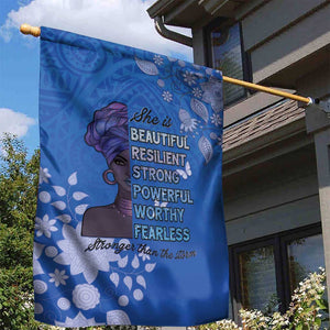 African Women Black Beautiful Brave and Bressed - Blue Color Garden Flag - African Pride
