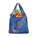 African Women Black Beautiful Brave and Bressed - Blue Color Grocery Bag - African Pride