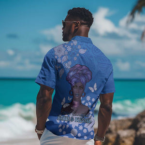 African Women Black Beautiful Brave and Bressed - Blue Color Hawaiian Shirt - African Pride